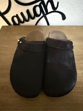 Jenni Kayne Black Fur Slip-On Mules